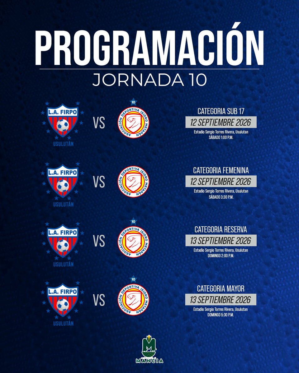 ADIMetapanSV's tweet photo. 🗓️ Programación de jornada 10. Cambio de localidad. 📌

Debido a la permuta de localía solicitada para apoyar la calendarización de C.D. Luis Ángel Firpo en la Copa Centroamericana, el partido de la Jornada 10 se disputará en Usulután. https://t.co/3jg8fPr02J
