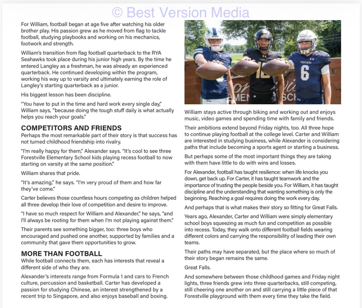 CarterRQB's tweet photo. Proud to be featured in Great Falls Living. From Forestville recess football to starting varsity quarterback at The Potomac School. The journey is just getting started. 🏈

#ClassOf2028 #QB https://t.co/MbW45wu4p7