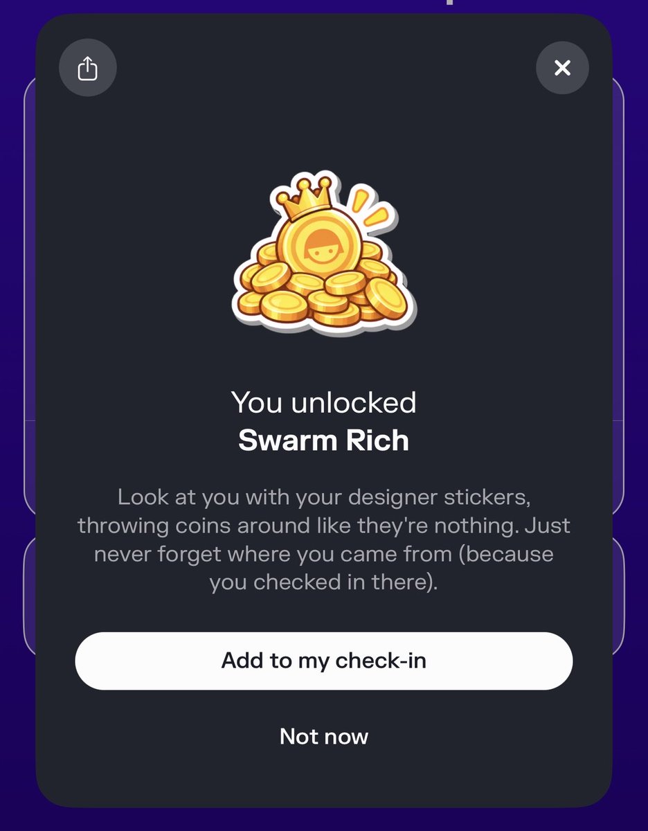 tamtomo2's tweet photo. New @SwarmApp @Foursquare Stickers.. 1Large, Starter Home &amp; Swarm Rich.. unlocked based on your Coins!

#swarm #swarmapp #foursquare #4sq https://t.co/YMRIqaqvYb