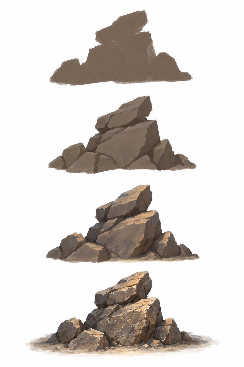 ArtHarbor_'s tweet photo. The cracks and value shifts are what really sell the rock. https://t.co/gmRkkQbTFY