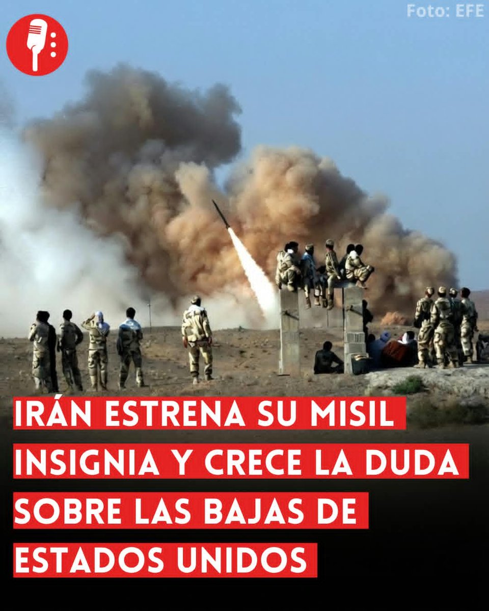 ReporterosMX_'s tweet photo. ⭕ OJO | IRÁN ESTRENA SU MISIL INSIGNIA Y CRECE LA DUDA SOBRE LAS BAJAS DE ESTADOS UNIDOS 

Irán dice haber estrenado el misil Qasem Basir contra buques de EUA. Washington lo niega. En paralelo, documentos filtrados revelan más heridas graves de soldados estadounidenses de las que el Pentágono había reconocido. https://t.co/KbJfKrrb4Y