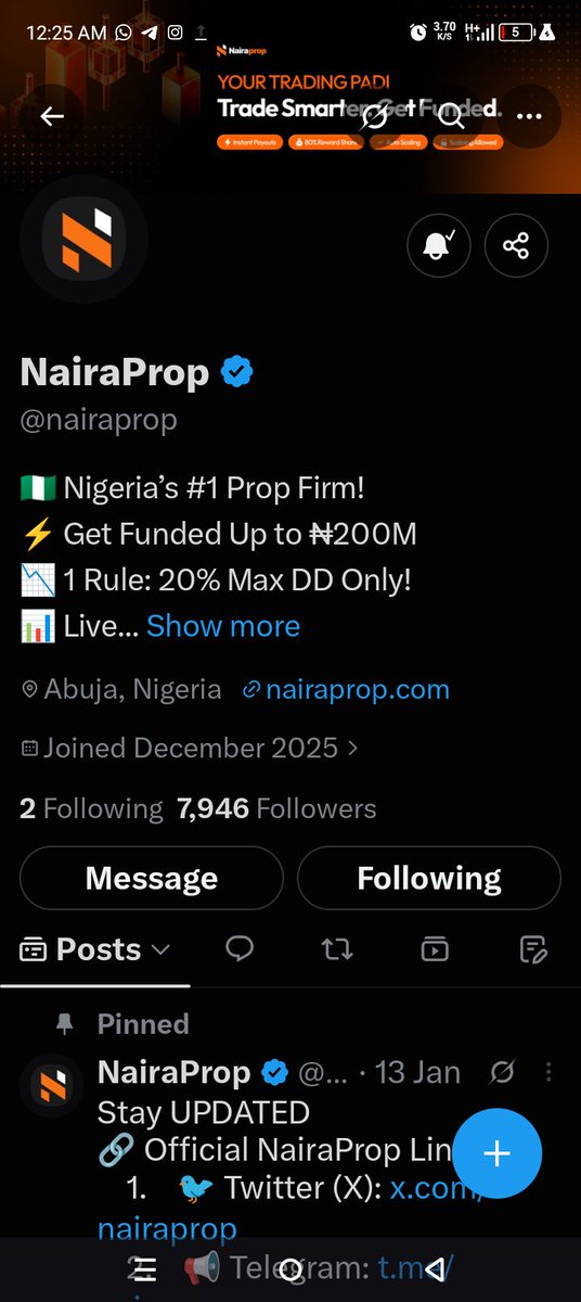 SalimNafiu's tweet photo. @danprinceFX @nairaprop @danprinceFX @nairaprop Done ✅ https://t.co/EVMNv386p3