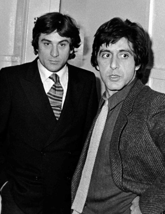 ATRightMovies's tweet photo. Pacino and De Niro in 1980. https://t.co/noLUsNPnh2