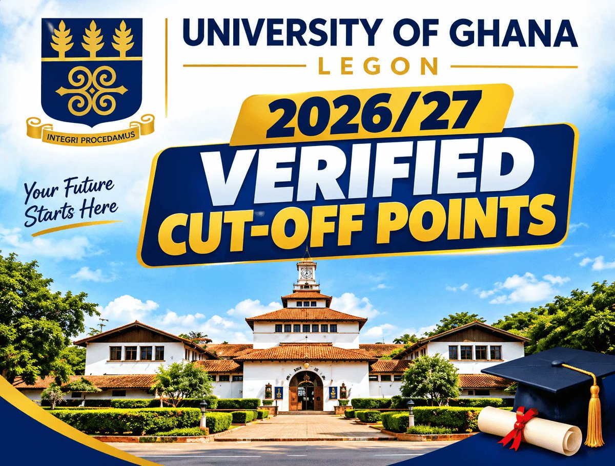 WisdomKEHammond's tweet photo. UG Cut-Off Points 2026/2027: See the Aggregate Needed for Medicine, Law, Computer Science, Nursing and More

https://t.co/wqLczuIB6s

Côte d’Ivoire
Efia
Kaneshie
Ramsar
MzVee
Trending in Ghana
Secondary School
PRESEC 
ADO9 https://t.co/LOjWA5duA8
