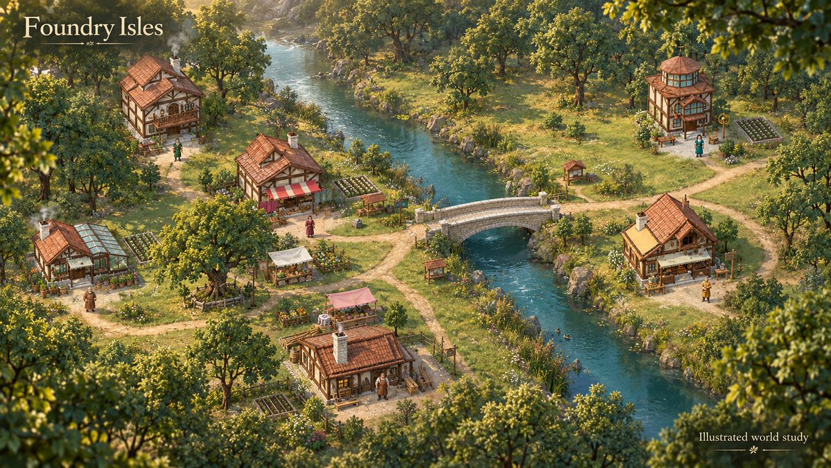 FoundryIsles's tweet photo. This will serve as the initial map, where the makers will be based. For future tasks, connected tools such as @ElevenLabs, @playwrightweb, and @runwayml will be integrated. Still testing a few features before the main experiment goes live. https://t.co/FIilQqe6D3