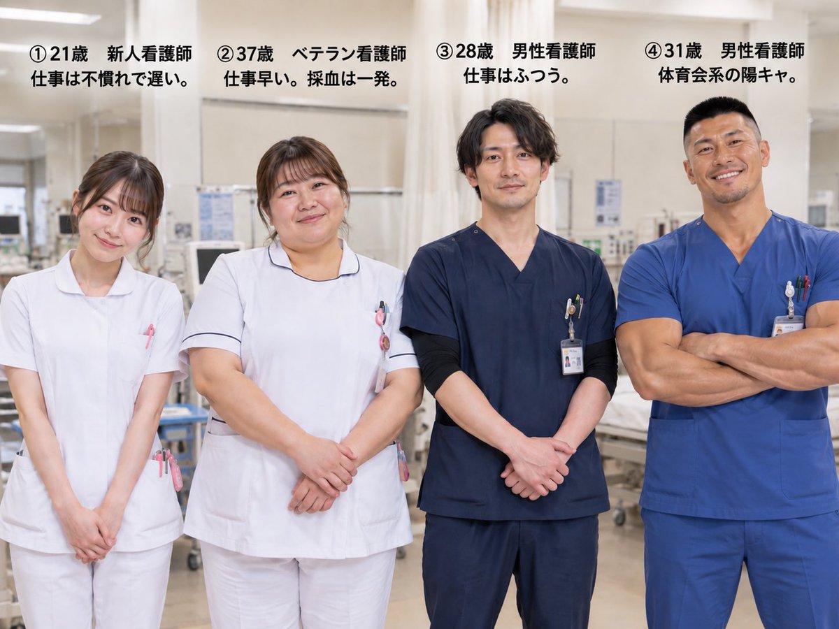 nurse_kansai's tweet photo. あなたは35歳男性です。
患者になるとしたら誰を選ぶ？ https://t.co/BGXn3eOjE5