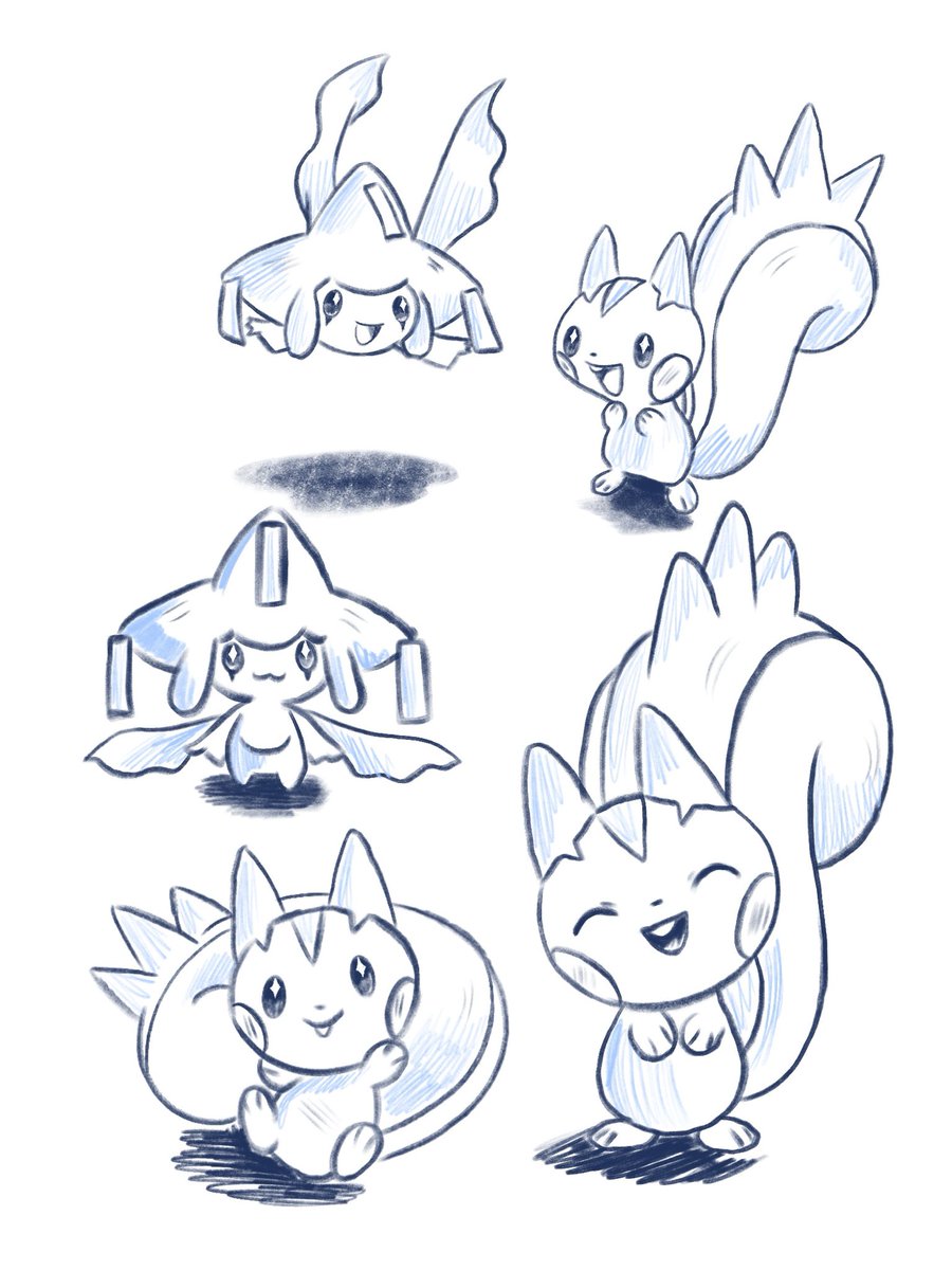 CottonsCandiez's tweet photo. Some lil sketches of babies, anyone wanna be art moots? #pokemon #Pokemonart #sketch #jirachi #pokemonjirachi #pachirisu #artmoots #digitalart #cute https://t.co/JcedX9iANH