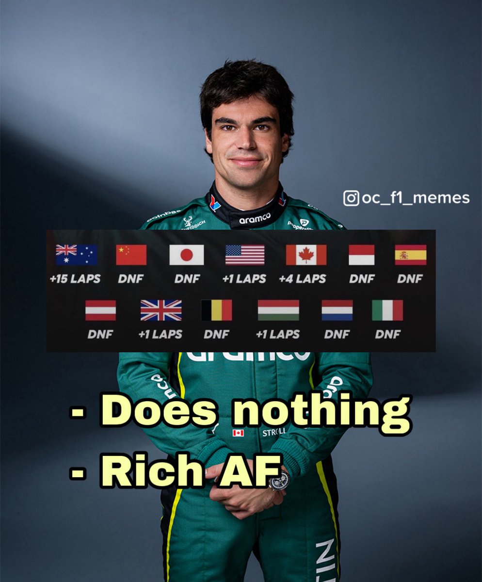 oc_f1_memes's tweet photo. Lance Stroll’s performance has been out of this world this season https://t.co/Fk8s8QexMn