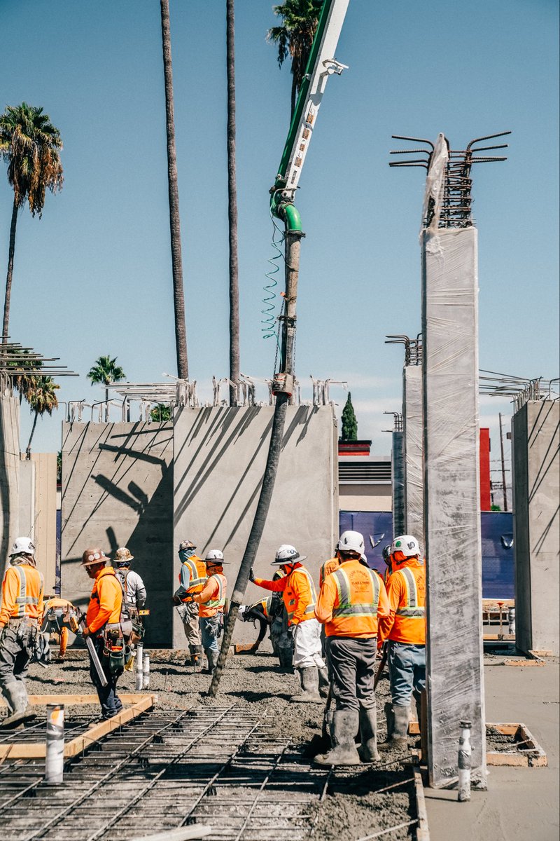 RAAMConstruct's tweet photo. Moments throughout our concrete placement day at Tampa &amp; Sherman Apartments, where we’re laying the foundation for another project to reshape Los Angeles 🙌 https://t.co/7LyB3twE7w