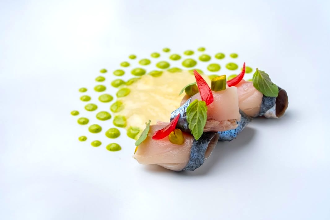 EATPIA's tweet photo. サンプリシテ 代官山 / フレンチ
Simplicité, DaikanYama / French

『鯖』
愛媛県愛南町から届いたゴマサバ。塩で締めたあと、カラマンシー・ビネガーで軽やかに仕立ててあります。
“Mackerel”
Pacific mackerel from Ainan, Ehime, cured with salt and lightly dressed with calamansi vinegar. https://t.co/2VE4pExxLf