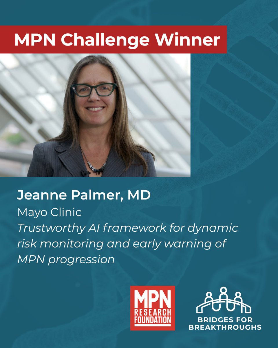 MPN_RF's tweet photo. (4/4) 

Their projects tackle major challenges in MPN research through disease biology, therapeutic discovery, translational science, biomarkers, and artificial intelligence. 

Explore the projects and their potential patient impact: 
https://t.co/xe3uzW8ILV https://t.co/vVkv1BSDPX