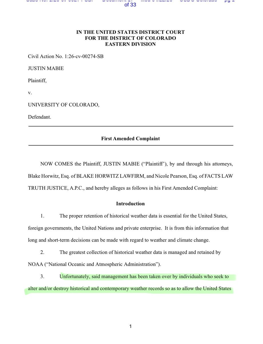 ReclaimOurSkies's tweet photo. This lawsuit is very important in the context of where we are at today with solar geoengineering being rammed (literally) down our throat. Take the time to read the complaint in the post below by @NicolePearsonJD of the @TheGeoFight_com. It is short,  concise and very easy to understand. They have filed their first lawsuit, a very important one to protect our skies and are working on their next move.