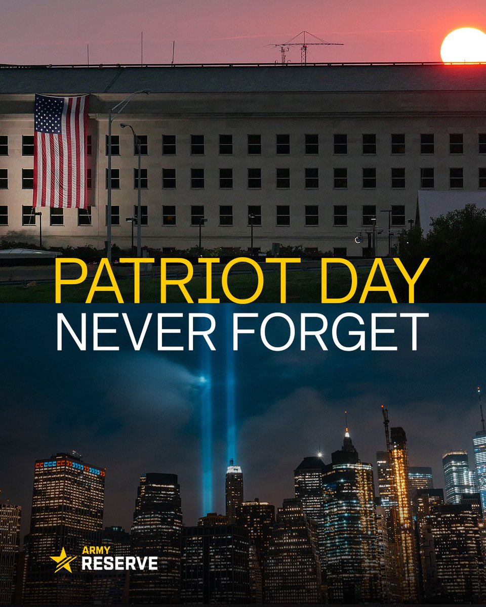 USArmyReserve's tweet photo. Today marks 25 years since #September11, 2001. We remember the lives lost and honor the patriots and families who have sacrificed in defense of freedom.

@USArmy Soldiers, families, and Army Civilians continue to stand together in service to the nation.

#PatriotDay https://t.co/2GX04jdLPQ