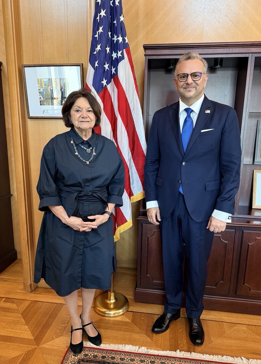 US_SrAdvisorAF's tweet photo. Productive meeting with UN Under-Secretary-General Rosemary DiCarlo to discuss our shared commitment to regional peace and security. On Libya, we discussed the importance of advancing unified political, security, and economic institutions. On Western Sahara, we emphasized the need to advance a lasting and mutually acceptable resolution consistent with UN Security Council Resolution 2797. On Sudan, we agreed on the urgency and necessity of a humanitarian truce which enables unhindered humanitarian access. The United States continues to partner with the United Nations to advance peace and stability across the region.