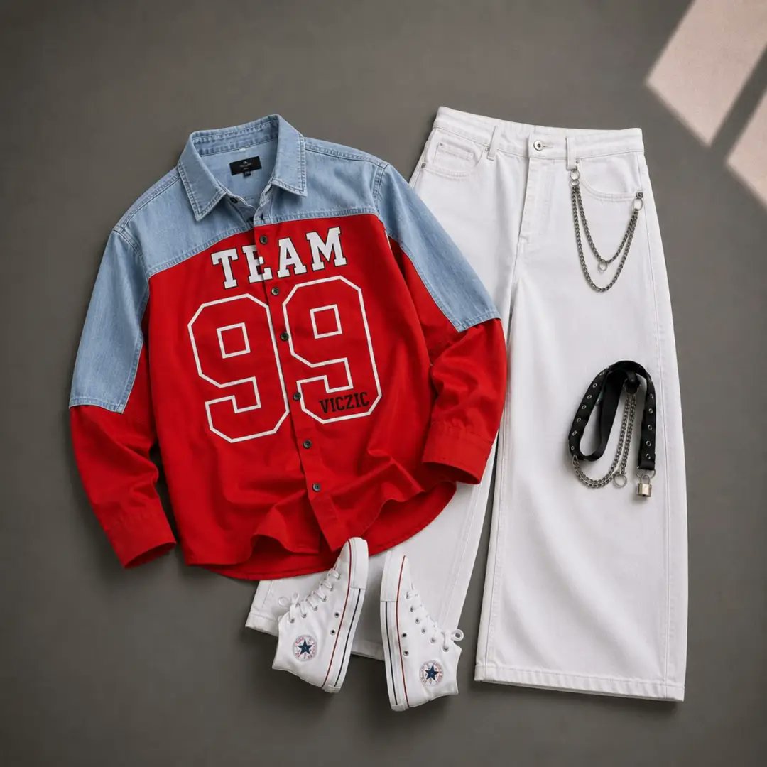 HillaryWelsch's tweet photo. Bold Red Team 99 Denim Shirt with Premium White Wide-Leg Jeans: the perfect streetwear combo. Trendy oversized fit, premium fabric, and everyday style. Shirt: ₹799
Pant: ₹999
Cash on Delivery Available
All India Shipping
DM to order now! https://t.co/9wSx6zEKEO