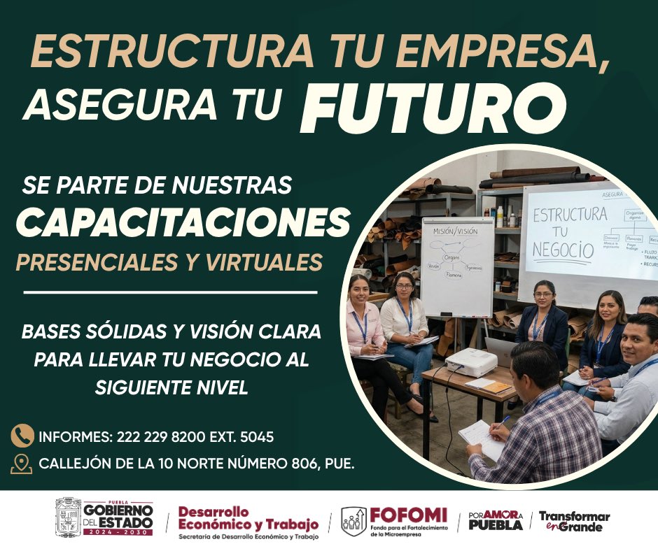 FOFOMIGobPue's tweet photo. Tu proyecto con apoyo de expertos. 💼

El @Gob_Puebla te abre la puerta a formación práctica y atención directa para llevar tu idea a otro nivel. ✨

📍 Callejón de la 10 Norte 806, Puebla.
📞 222 229 8200 ext. 5045

#PorAmorAPuebla https://t.co/DxTd92w8xx