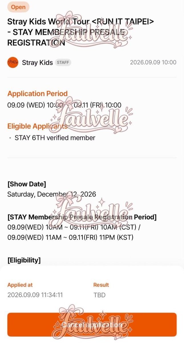ulfairyy's tweet photo. WANT TO RENT | WTR

STAY 6기 Membership (6th Gen) for Stray Kids <RUN IT> World Tour

💸 150K IDR / $9 / 530 PHP

Availability :
🇹🇭 Bangkok
🇹🇼 Taipei

📩 DM for booking

1 code 1 account ❌NO SHARING❌

t. wts wtb rent membership presale straykids skz run it world tour taipei https://t.co/nPgfByzjag