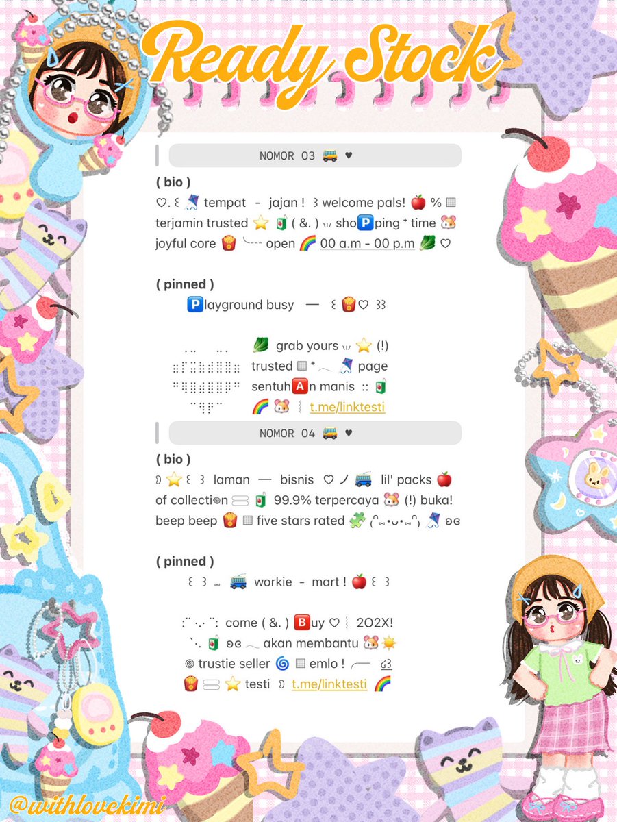 withlovekimi's tweet photo. ⠀
⠀⠀♥︎  ︴꒰⠀help retweet? arigatOu!⠀꒱
⠀⠀╭──⠀#bealanja  ୨୧🍟

⠀⠀Moshi⠀__⠀mOsh?!⠀ready stock⠀⭐️
⠀⠀🪁 🍤  wording  pinned  dan  bio  🏩
⠀⠀siap⠀dibeli! 🍎 𓈈⠀sekarang!  :¨ ·.· ¨:
⠀⠀ⓘ  ☆   harga:⠀IDR  8.500⠀coins⠀🧃

⠀⠀꒰⠀꒱⠀⑅⠀mari jajan!  🚌
⠀ https://t.co/lu7scOSFti