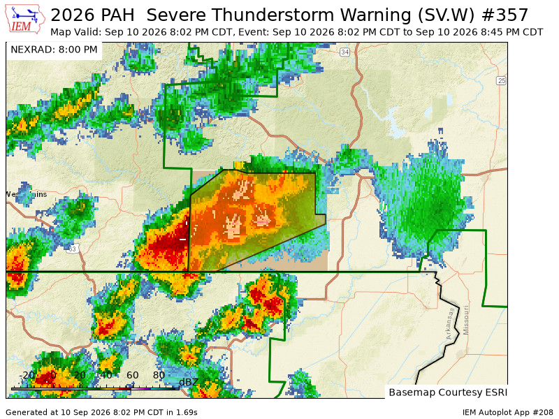 TriStateAlert's tweet photo. PAH issues Severe Thunderstorm Warning [wind: 60 MPH (RADAR INDICATED), hail: 0.00 IN (RADAR INDICATED)] for Ripley [MO] till 8:45 PM CDT https://t.co/8opbrYz0kP https://t.co/5uteGywtou