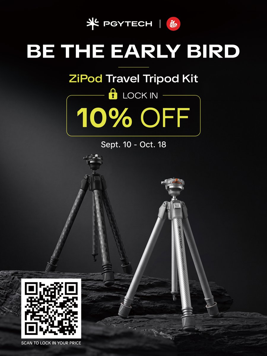 PGYTECH_global's tweet photo. The ZiPod Travel Tripod Kit is making its debut at IBC 2026โand we're bringing more than just a new tripod.
๐ IBC Amsterdam | Hall 11, Booth B16
๐
Sep. 11โ14
Come see ZiPod in action and discover a whole new way to set up.
#PGYTECH #MakeCreationEasier #ZiPod #IBC2026 https://t.co/aWXmbvC67T