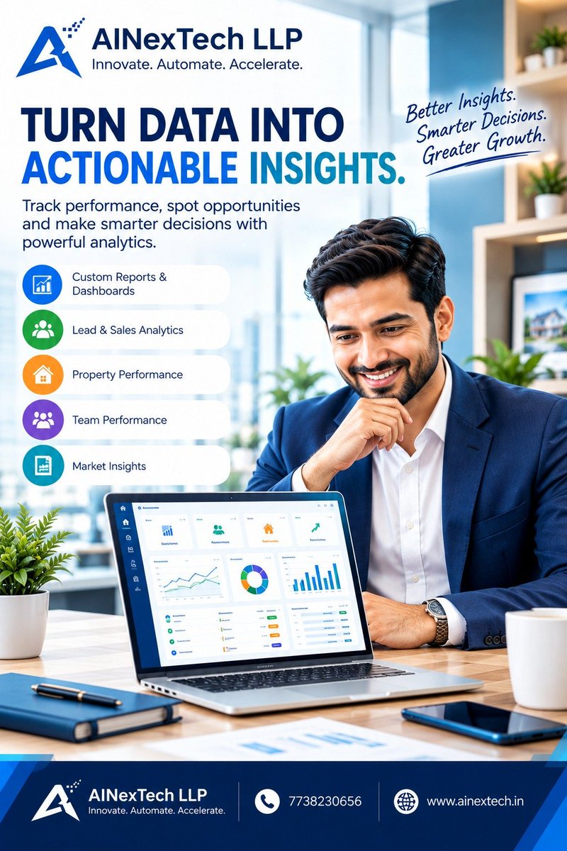 ainextechllp's tweet photo. Track. Analyze. Grow.
Turn your business data into actionable insights and stay ahead in the market.
#AINexTech #PropTech #Analytics #BusinessIntelligence #CRM #RealEstateAgency #RealEstateAgent #RentalAgreementAgency https://t.co/fY1uJhDbIu