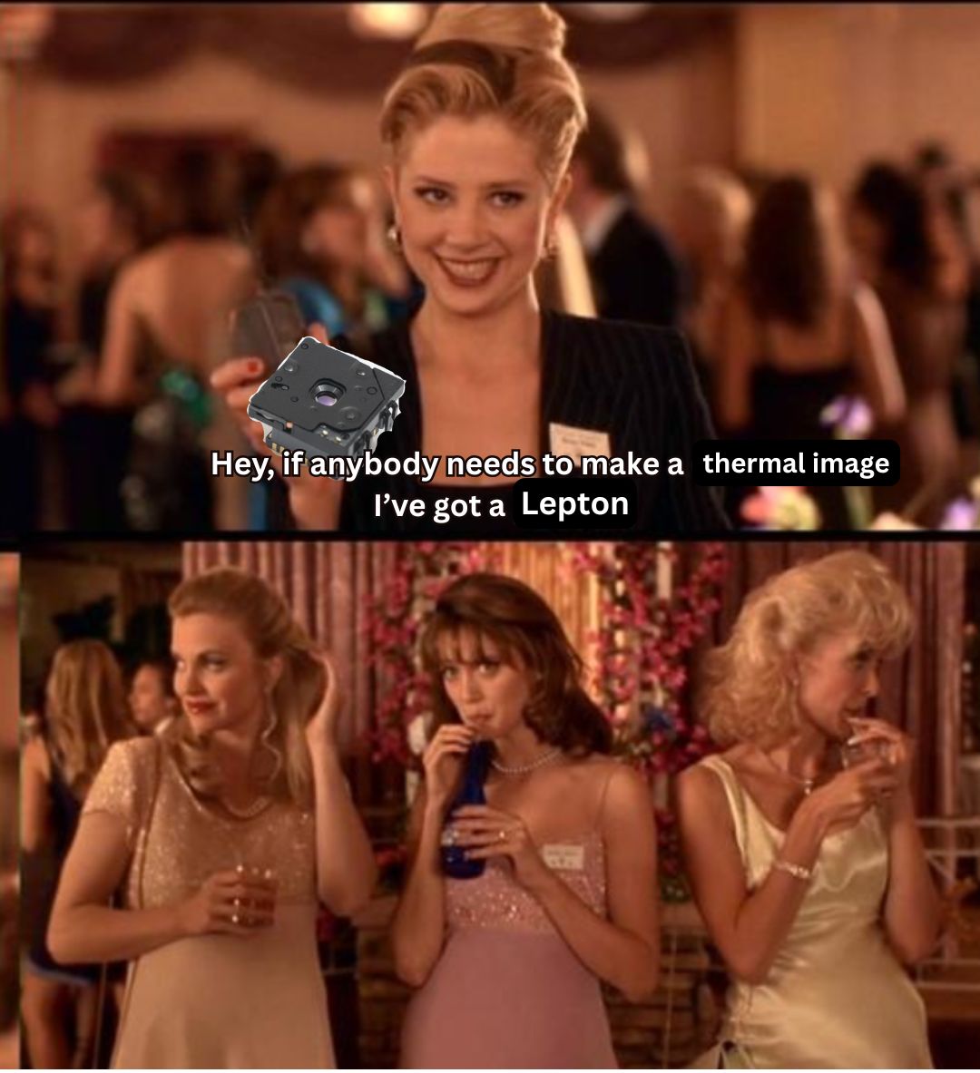 groupgetscom's tweet photo. https://t.co/DVIQt7os48 😹 When all you can do is laugh while waiting for your Boson

Listen, we know the Lepton may not be at the caliber of a Boson - but why delay your project if all you really need is:
- 160×120 pixels
- 57°lens with shutter
- Easy integration into native mobile-devices