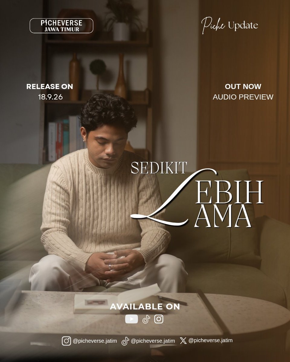 PicheverseJatim's tweet photo. SEDIKIT LEBIH LAMA β audio preview is out now! π§‘
listen to the preview on YouTube, TikTok & Instagram.
18.09.26 ποΈ
#PicheKota #SedikitLebihLama #SELAMA #Picheverse https://t.co/qbSzgMpOf4
