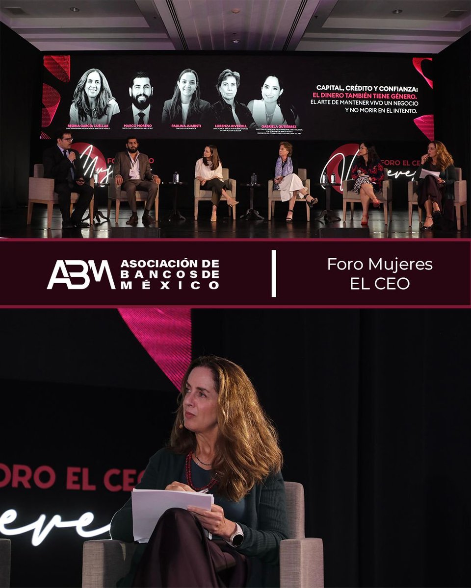 AsocBancosMx's tweet photo. La independencia económica también es libertad para decidir.

Nuestra Directora General, Regina García Cuéllar, participó en el Foro EL CEO Mujeres, donde se habló sobre la brecha de acceso al crédito que aún enfrentan las mujeres. https://t.co/mX7WWnhsve