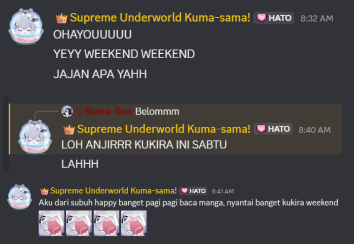 RenNobuyukii's tweet photo. Guys, Hari Ini Hari Sabtu? AWOKWKWKWK @kumakumarine liat kalender 😭 https://t.co/6ayGtc9y2d