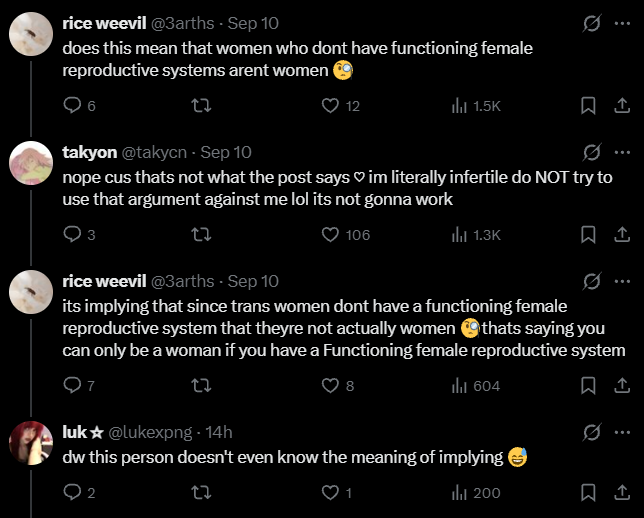 prenee_colon3's tweet photo. girl no shade but, how will you show a trans woman your "functioning female reproductive system", if you do not have a "functioning female reproductive system"? https://t.co/HJZd0pDMpx