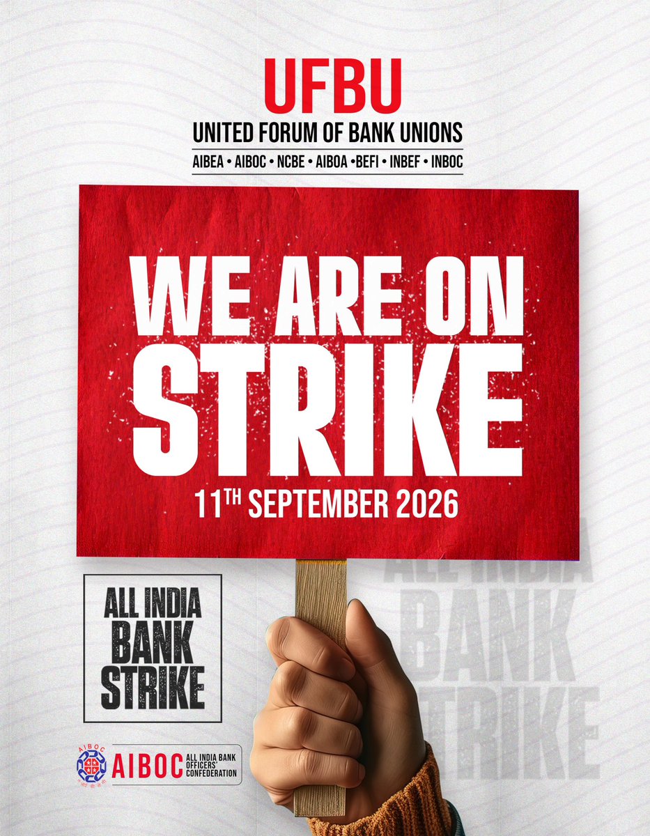 induchoodansree's tweet photo. 11 SEPTEMBER 2026

WE ARE ON STRIKE.

STAND UNITED.
STAND FIRM.
STRUGGLE FOR WHAT IS RIGHT.

OUR UNITY • OUR STRENGTH • OUR RIGHTS

@aiboc_in @rupamsmail https://t.co/mAN7RGsQ4w