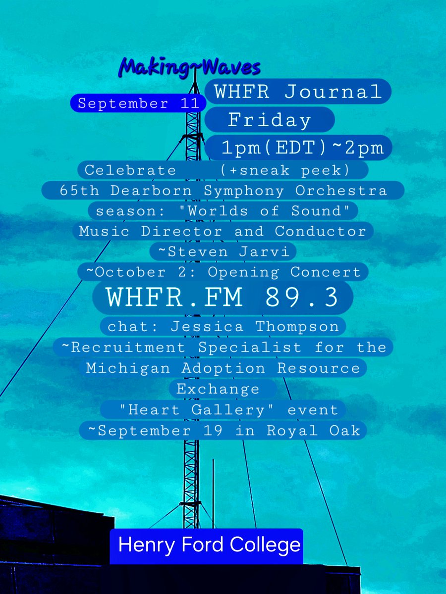 kittyluv88's tweet photo. ▶️ https://t.co/KoAlRAFhvY
  Please join the "WHFR Journal" on Friday, from 1pm(EDT)~2pm, at the 89.3FM #noncommercial, Listener~supported, independent #nonprofit #collegeradio stream from the #broadcast, "Making~Waves" on #whfrfmradio from the campus of #HenryFordCollege, @hfcc. https://t.co/wEEQwtiBwO