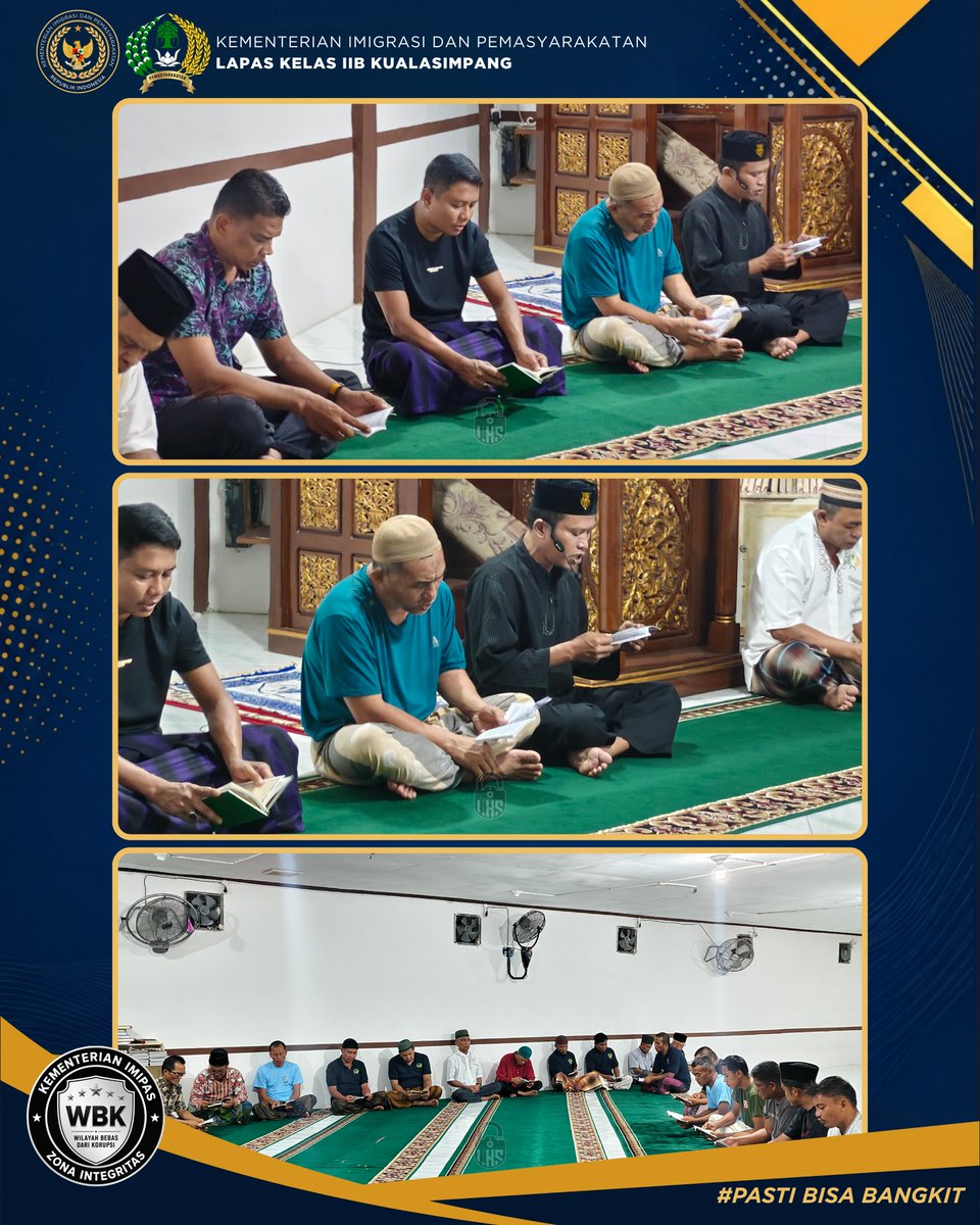 LP_Kualasimpang's tweet photo. Bina Mental Spiritual, Warga Binaan Lapas Kualasimpang Rutin Gelar Yasinan Malam Jumat https://t.co/8L81OHfpUO