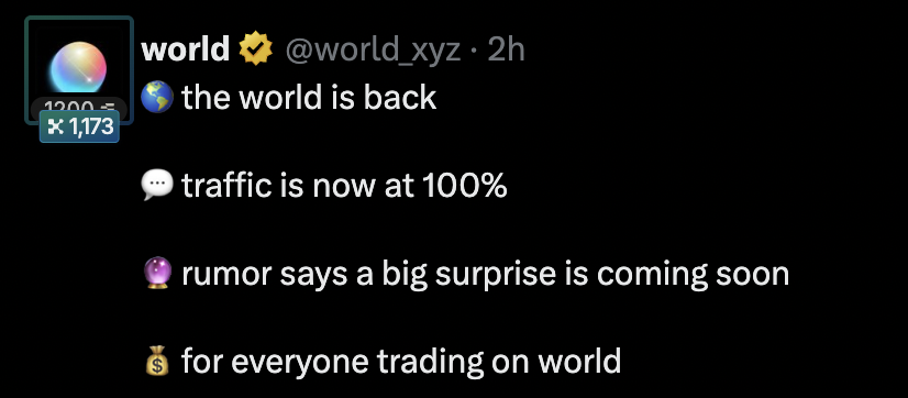 AirdropAlertAAD's tweet photo. 🌎 @world_xyz is BACK

💬 Traffic now at 100%

🔮 Rumor says a 😱𝗕𝗜𝗚 𝗦𝗨𝗥𝗣𝗥𝗜𝗦𝗘 is coming soon for everyone trading on World

Want instant 😜 rewards for your first trade? 🚀

Here’s how I earned my bonus:

1. Sign up with Phantom wallet 
2. Go to ‘Trade & Earn’ 💸 ( Not Live yet)
3. Connect your X account ( Not Live yet)
4. Deposit just $3 (or test with $1) or Just Connect with Phantom Wallet and Direct Trade 
5. Make your first trade — BTC Up/Down or any market ₿
6. Claim your cash reward instantly 🎁

𝗧𝗶𝗽: If it’s not available in your country, use a VPN. 🌍 Direct use Phantom Mobile apps for 1st Trade

𝗥𝗲𝗮𝗱𝘆 𝘁𝗼 𝘁𝗿𝘆 𝗶𝘁?
Grab your reward here: https://t.co/ZvFM097Q6C

⏳ Stimmies not live yet, stay alert
The surprise drops any moment. Don't miss out!