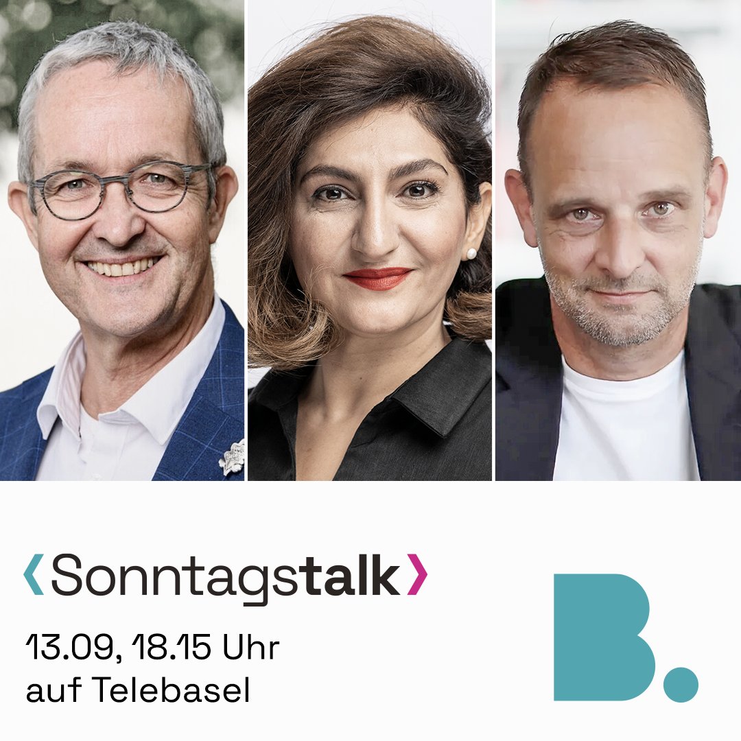 Telebasel's tweet photo. Welche Folgen hat der AfD-Sieg für die westlichen Demokratien? Warum kann die Schweiz keine Rüstungsbeschaffung? Bleibt der Basler Bahnknoten ein Flickwerk? Das diskutieren alt Regierungsrat Thomas Weber (BL SVP), Nationalrätin Sibel Arslan (Grüne BS) und Werber David Schärer https://t.co/hD5XqzKd7R