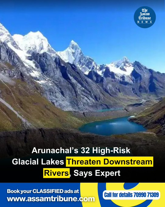 SorangAnia's tweet photo. Arunachal Pradesh has 197 expanding glacial lakes, with 32 deemed high-risk and requiring active mitigation, says river expert Prof. Nayan Sarma.#ArunachalPradesh #GlacialLakes #GLOF #ClimateChange https://t.co/dJmcG3QZQ8