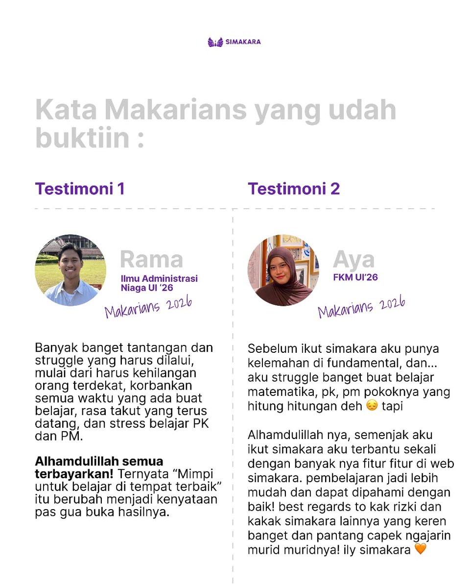 simakara_bimbel's tweet photo. Jadi, kamu mau mulai persiapan UTBK 2027 dari mana? 👀

Kalau masih bingung nyusun semuanya sendiri, FYP SNBT 2027 Batch 2 bisa jadi salah satu pilihan buat kamu.
https://t.co/UD1xnTId4H

Kelas mulai 7 September 2026
Daftar sampai 20 September 2026
Minra tunggu kamu di FYP!
Jangan lupa pakai kode CuriStart kalau daftar ♡