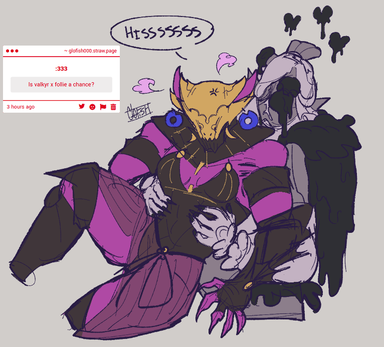 Glowfish888's tweet photo. bullying the shit outta valkyr https://t.co/Lhsb9pkznQ