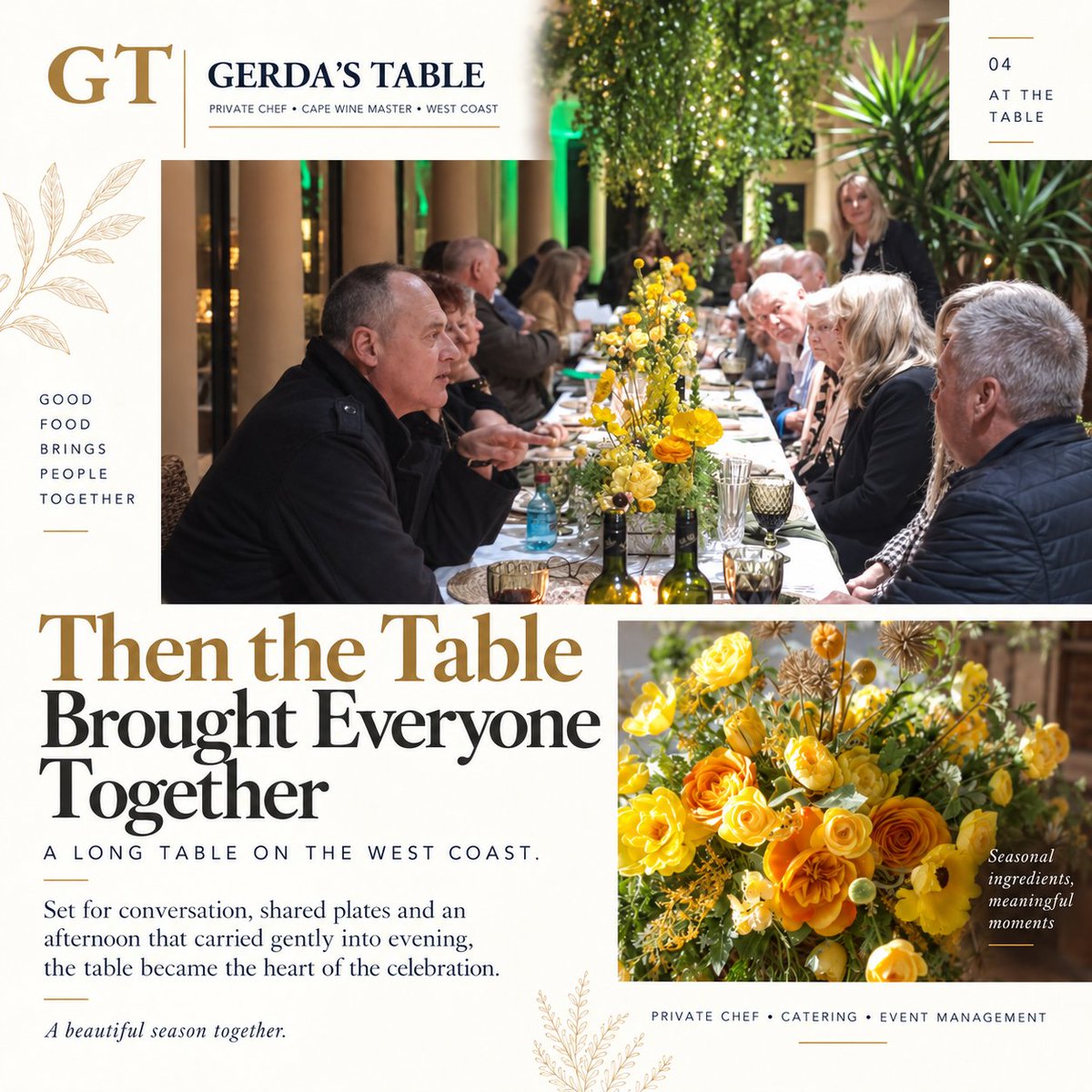 TableGerdas's tweet photo. Then the table brought everyone together.

The food was served, glasses were raised, and Rennay &amp; Garth’s milestone celebration settled into one long West Coast evening of conversation, shared plates and good company.

That is what a long table does best.

#GerdasTable #WestCoast https://t.co/tKltDbGUtz