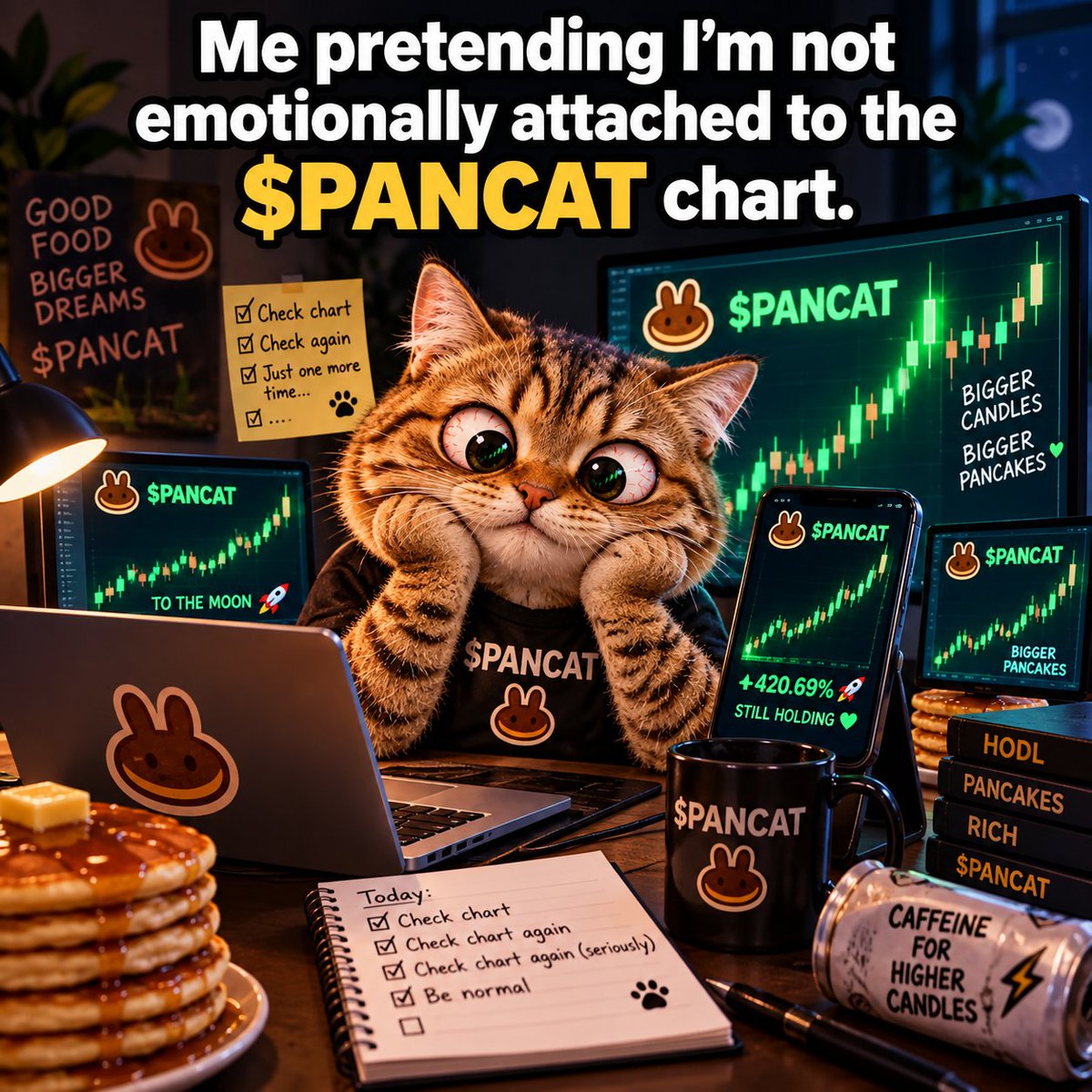 PanCat_Bsc's tweet photo. Me: “I’m not obsessed with the chart.”

Also me 30 seconds later:

$PANCAT 😂🐱🥞 https://t.co/9gQEWyBz7b