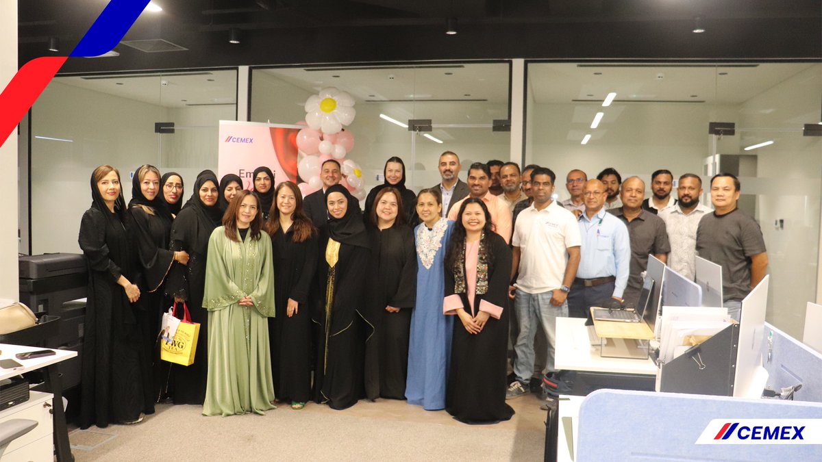 CemexUAE's tweet photo. This week, Cemex UAE proudly joined the nation in celebrating Emirati women and recognizing the remarkable contributions of Emirati women to the UAE’s continued progress.
Across our branches, our teams came together to mark this special occasion and honoring the talent, https://t.co/glS2Q35sjP