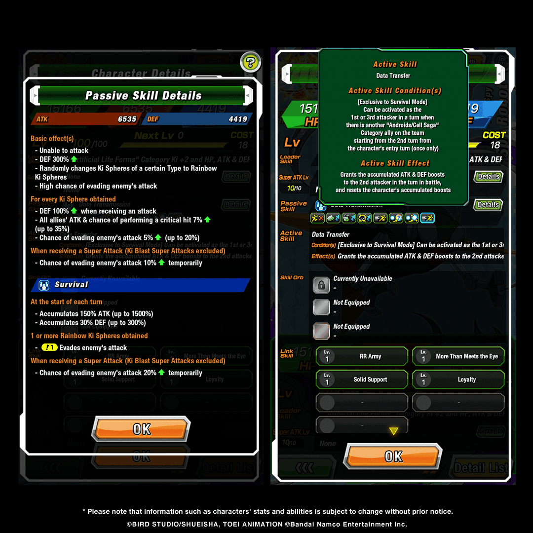 dokkan_global's tweet photo. ✨New Character's Abilities Info✨

Introducing the abilities of UR [Tiny Spy] Spy Robot, who can be recruited from "Androids/Cell Saga" in Dokkan Frontier!

Specializes in supporting and strengthening allies!

In Survival Mode, accumulates "stat boost" each turn! For once only, it can significantly strengthen an ally with the accumulated boosts!

The boosts granted to the ally will remain active as long as Spy Robot does not enter the "LOST" state! Accumulate boosts and play strategically to avoid becoming "LOST"!