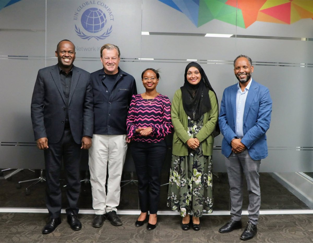 GlobalcompactKE's tweet photo. Earlier this week, Global Compact Network Kenya Board Chair Abdi Mohamed, Board Member @DinToseef and Executive Director @judy_njino met Jesper Brodin, Senior Advisor to the IKEA Foundation and Co-Vice Chair of the UN Global Compact Board, on business and sustainable development. https://t.co/1JyAAPWLVK