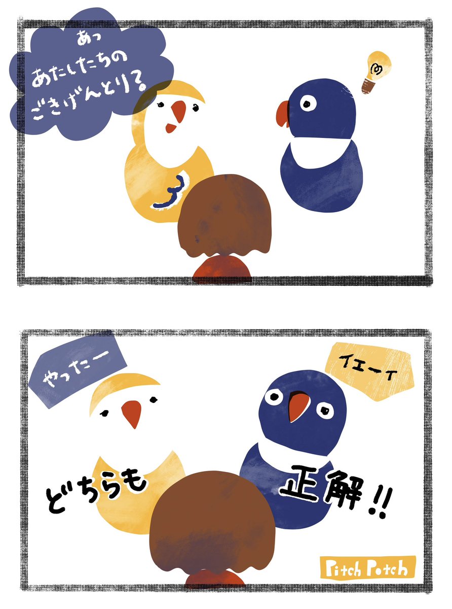 PitchPotchBird's tweet photo. クイズ（なぞなぞ）番外編🐥💡

#うちのインコたちは今日もおしゃべり https://t.co/izHtqcyryk