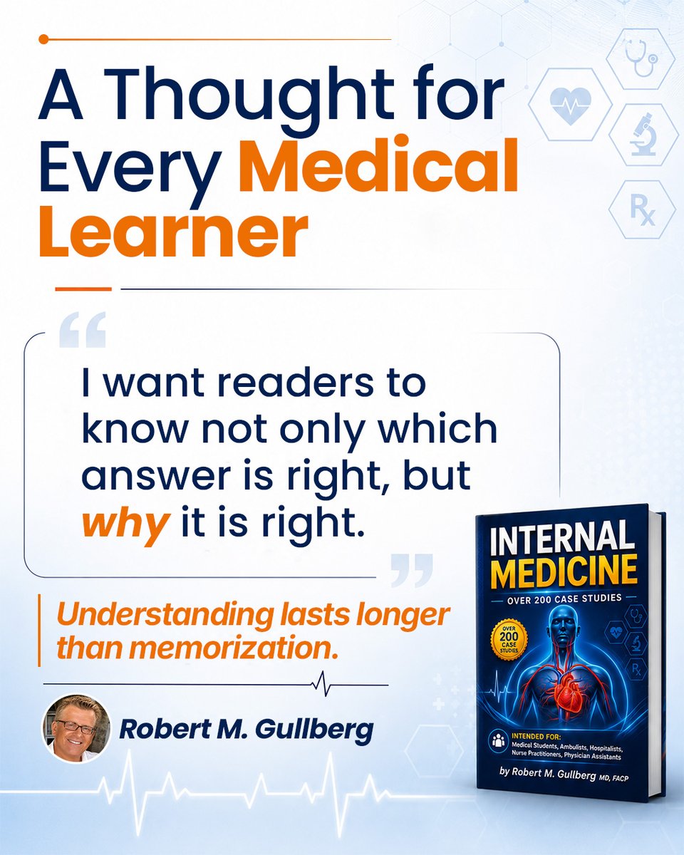 robertgullberg's tweet photo. Knowing the right answer is important.
Understanding why it is right is what builds stronger clinical judgment.

Read the book today! https://t.co/2lwU7dAwZd

#MedicalStudents #MedicalEducation #BooksWorthReading #BookRecommendation #medical https://t.co/CLd6HTS6KC