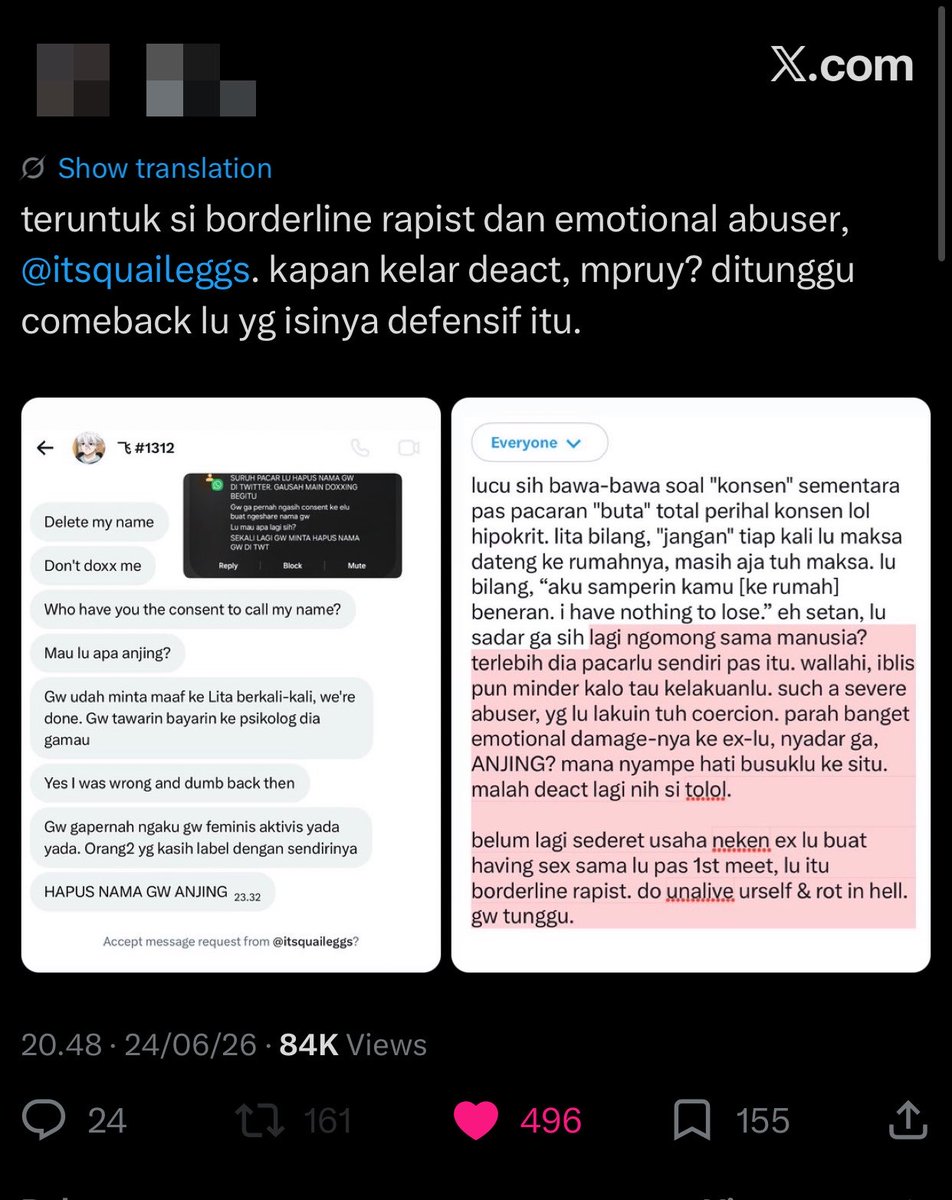 bvffclassic's tweet photo. tandai orangnya, @itsquaileggs, ABUSER yang kerja di RSCM. si abuser ini namanya TYAS. kalau liat di jalan tempeleng aja palanya. tolong bantu viralin! si k0nt0l ini belum aktifin twitternya sejak dicallout btw. https://t.co/BxibbXKuXd