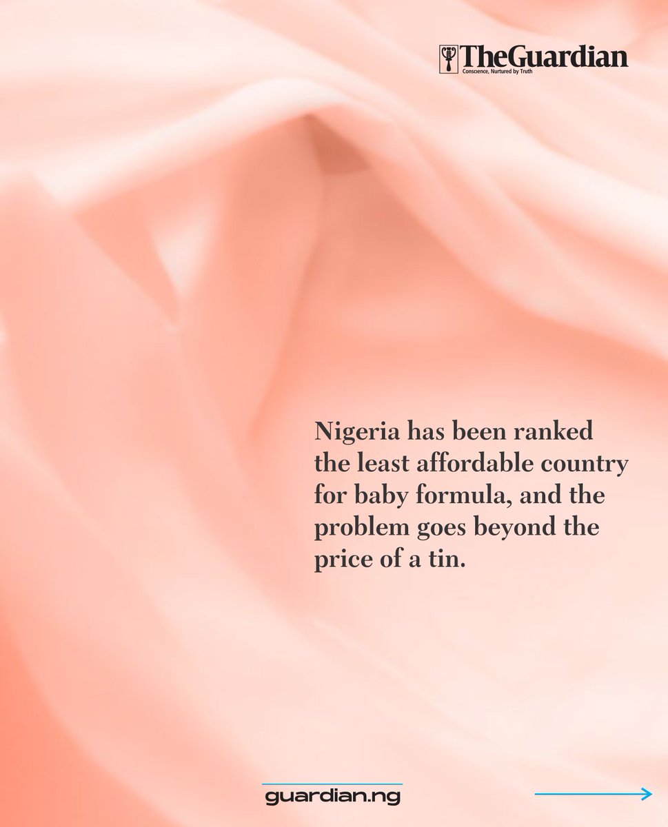 GuardianNigeria's tweet photo. Nigeria has been ranked the least affordable country for baby formula, nappies and clothing, highlighting the growing financial pressure on families as essential childcare costs rise.

A Remitly study covering 74 countries found baby formula alone costs 131.1 per cent of average annual wages.

Click the link below to view more updates:
https://t.co/RNHkuNcqSs

#Nigeria #CostOfLiving #Parenting #BabyCare