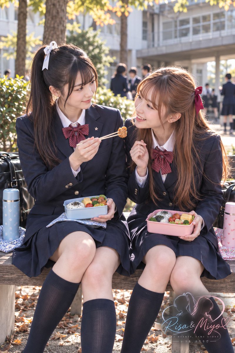 somliaceAI's tweet photo. 福山青春制服シリーズ #5
今回は、大門高校の冬制服で。
昼休み、いつもの場所で二人のお弁当タイム。

「理佐、それ一個ちょうだい♡」
「……またぁ？」

なんて言いながら、結局あげちゃう理佐。
そして嬉しそうな美代。
特別なことなんて何もない。
でも、あとになって思い出すのは、
きっとこんな何気ない時間なんだろうな。

#AI画像 #AIart #理佐と美代 #福山