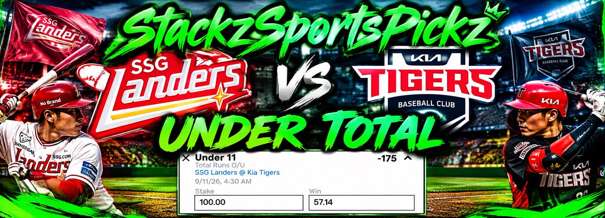 StackzPickz8's tweet photo. Double🆙🔥⚾️ KBO  

Under Total

Landers vs Tigers (-175) https://t.co/8EeaU6X4PP
