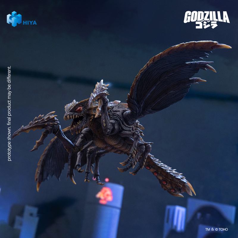 HiyaToys's tweet photo. The vicious high-speed predator takes flight! Megaguirus from Godzilla vs. Megaguirus now joins the Hiya Toys EXQUISITE BASIC Series!
#hiyatoys #godzilla
The 24th film in the Godzilla series, Godzilla vs. Megaguirus follows humanity’s latest attempt to eliminate Godzilla once and for all. Under the “G Extermination Strategy,” the G Countermeasures Headquarters develops the Dimension Tide, a new weapon capable of generating an artificial black hole. However, a test firing distorts space-time and awakens the ancient giant insect Meganulon in the modern world. Rapidly multiplying and developing into swarms of Meganula, they absorb Godzilla’s energy and ultimately give rise to the vicious monster Megaguirus, armed with incredible speed and destructive power. A three-way battle between Godzilla, Megaguirus, and humanity soon erupts across Odaiba, Tokyo.

The new EXQUISITE BASIC Series Megaguirus action figure is based on its appearance in Godzilla vs. Megaguirus. Measuring approximately 24.5CM from the spikes on its head to the tip of its tail, features sharply sculpted armor-like surfaces, layered spikes, and intricate insectoid textures across the body. Its aggressive head sculpt, prominent compound eyes, and vivid red abdominal details are faithfully recreated, while the broad wings feature finely layered textures with dark tones and brown-gold gradients that capture the monster’s distinctive on-screen appearance.

Features multiple joints across the body, allowing for dynamic airborne poses such as fully spread wings and high-speed diving attacks. Articulated wings and limbs further expand the posing possibilities, while the included display stand supports dramatic flight poses and aerial battle scenes against Godzilla.

SRP:  89.99USD / 107.99USD (US Tariff Included)
Release time: 2027Q4

* The Godzilla Figure is open for orders in global regions (excluding Japan).
* Pictures for reference only, specific products in kind prevail.

Check this on:
https://t.co/t3jVSWRmt0
and check local shop on:
https://t.co/iWwAdm8PM2
#hiyatoys #godzilla #actionfigure #toys